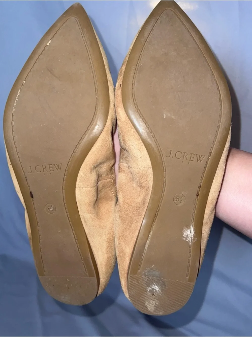 J Crew nude suede tassel pointed toe flat | size 8.5 - Picture 4 of 4